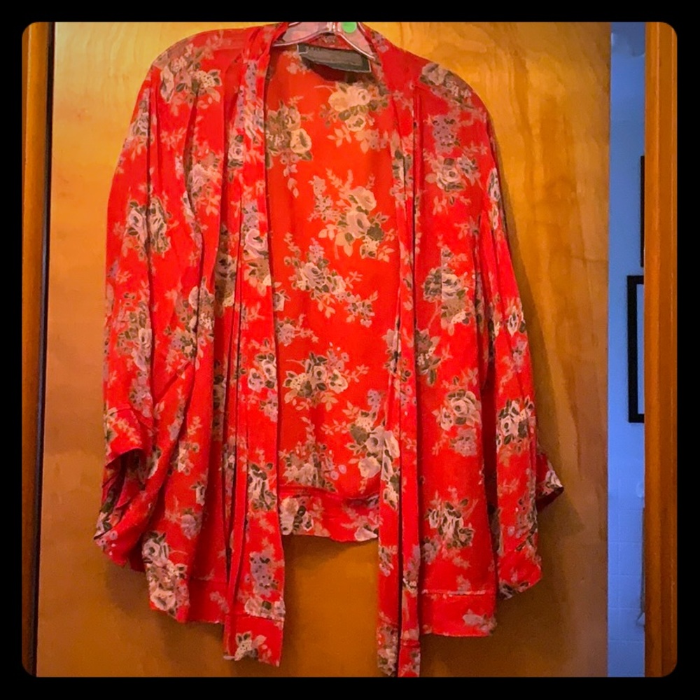 Free people kimono red floral